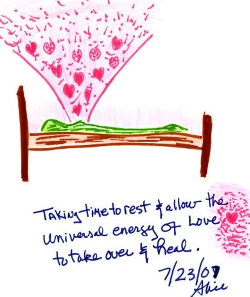 Taking the time to rest and allow the universal energy of love to take over and heal.  By Alice McCall